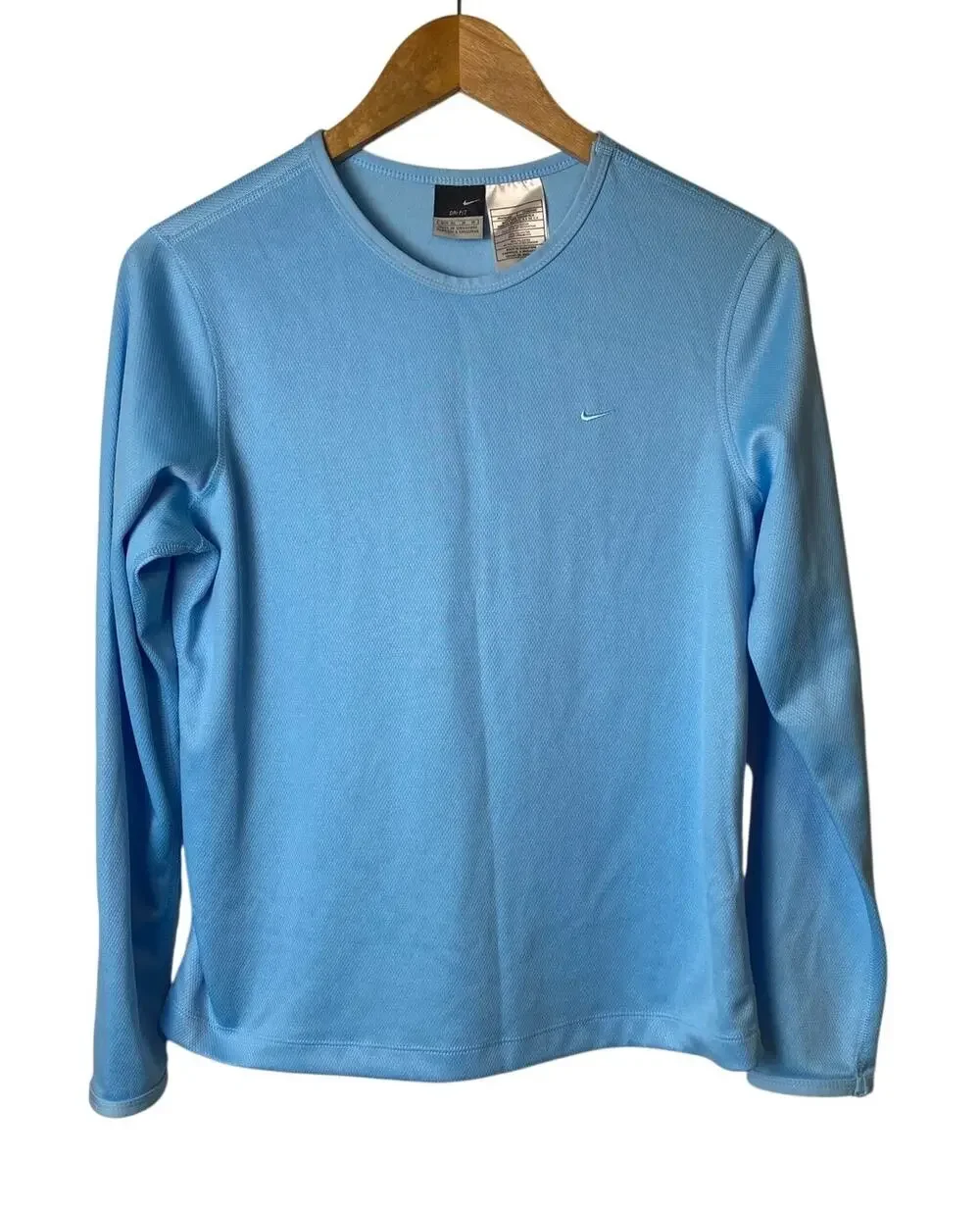 Nike Light Blue Waffle Texture Long Sleeve Athletic Top Women's Size Medium